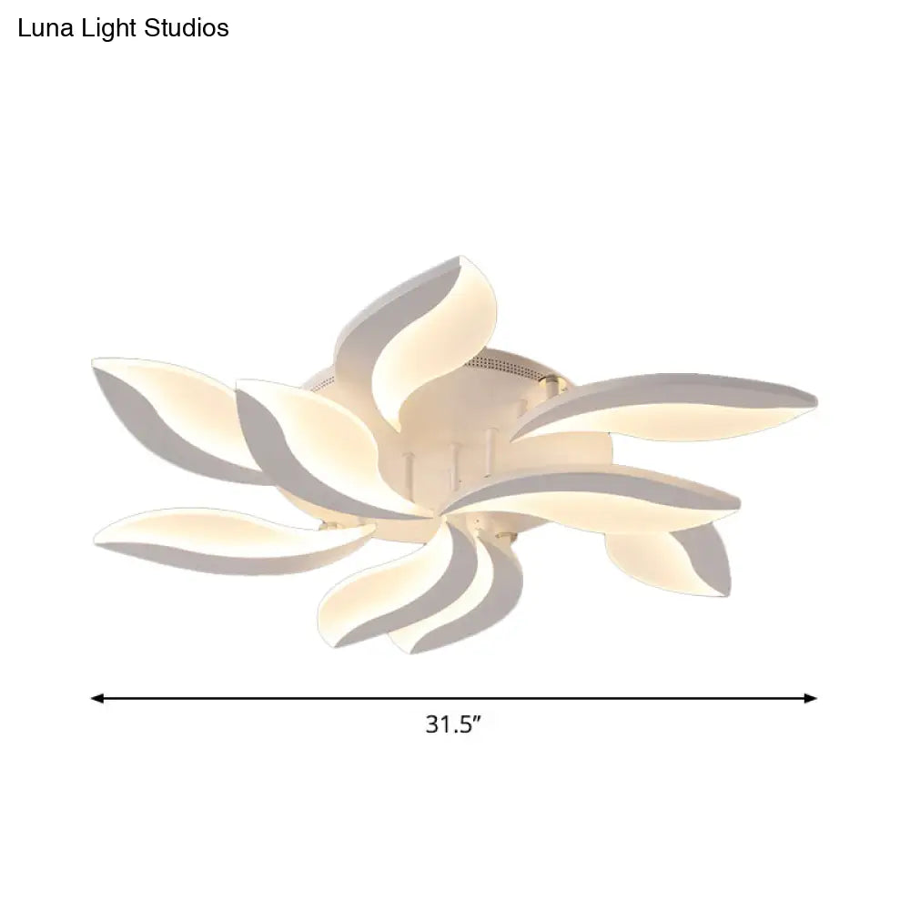 DecorBites™ DecorBites™ Contemporary LED Leaf Shaped Flushmount Lighting with Acrylic Diffuser - 3/12/15 Lights, White