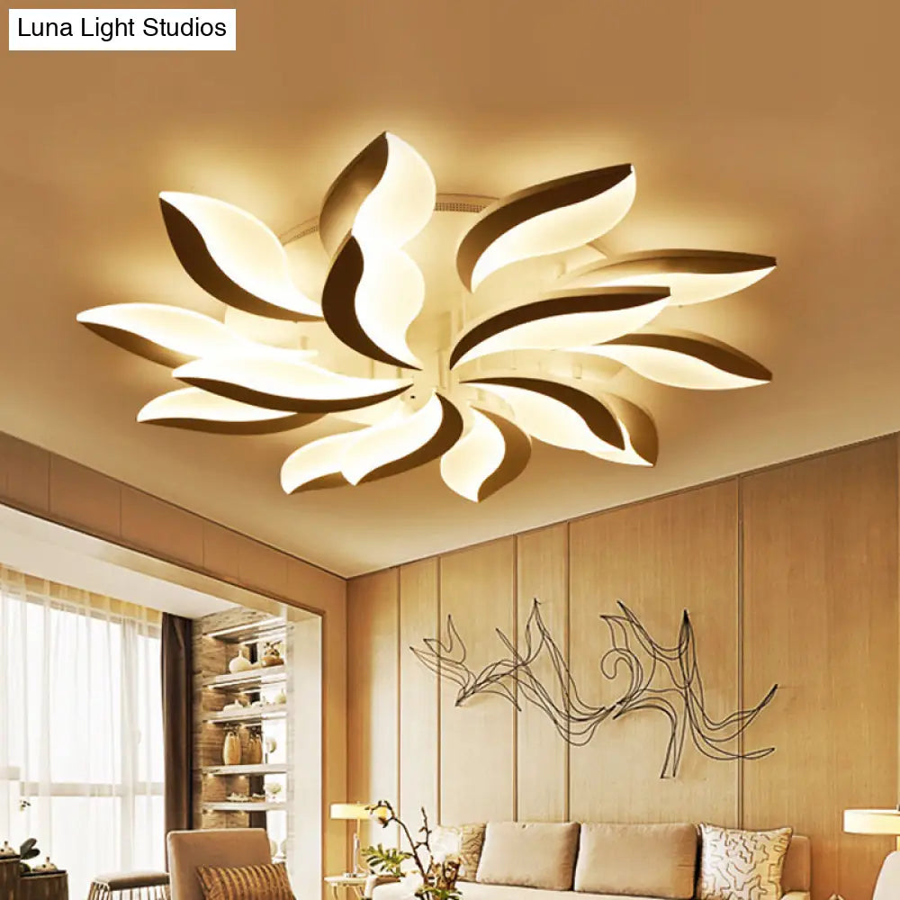 DecorBites™ DecorBites™ Contemporary LED Leaf Shaped Flushmount Lighting with Acrylic Diffuser - 3/12/15 Lights, White