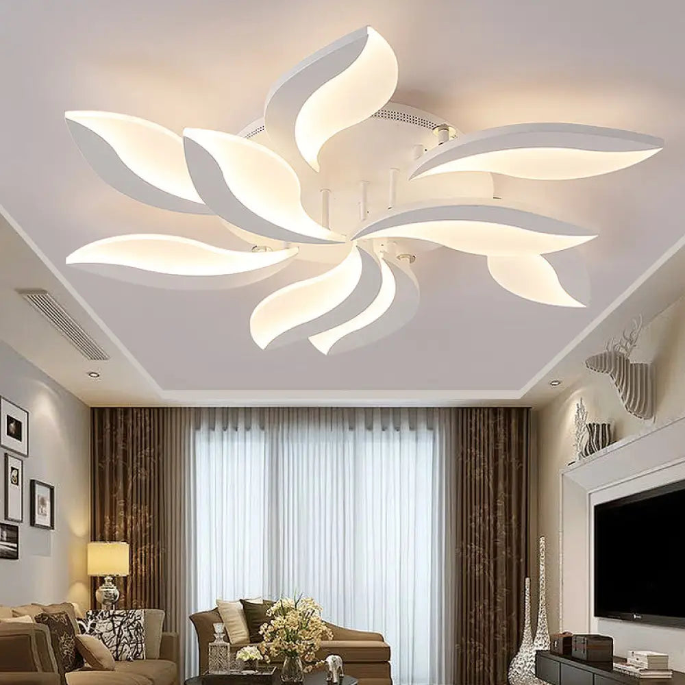 DecorBites™ DecorBites™ Contemporary LED Leaf Shaped Flushmount Lighting with Acrylic Diffuser - 3/12/15 Lights, White