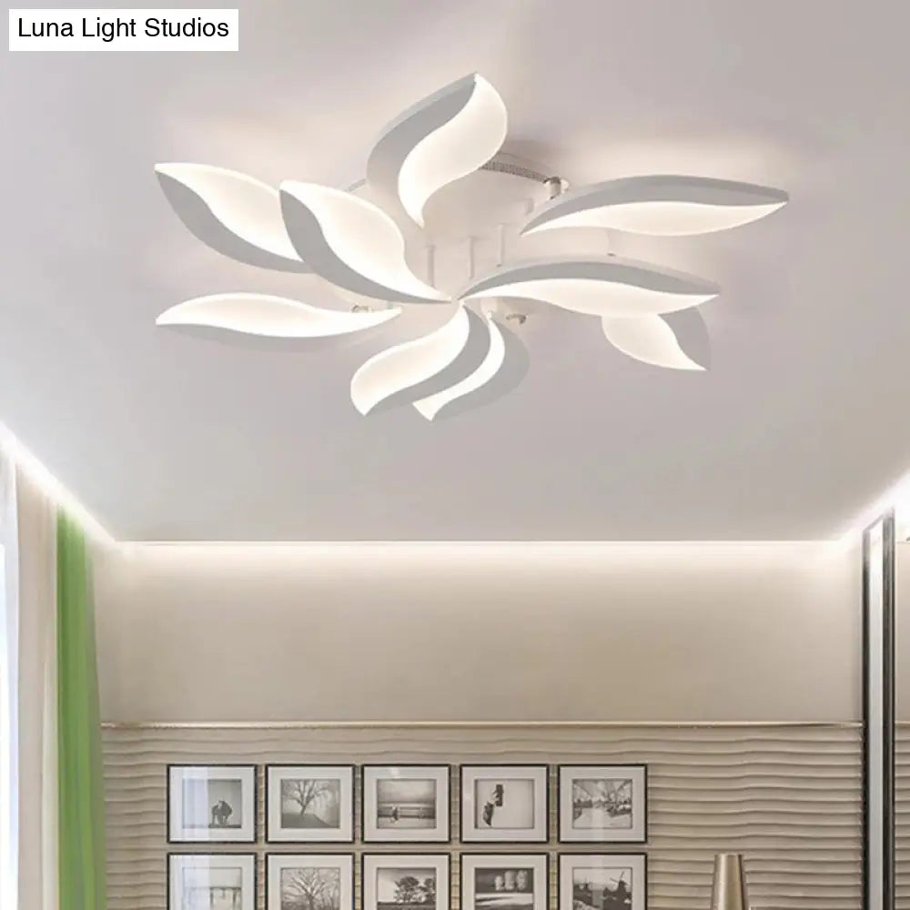 DecorBites™ DecorBites™ Contemporary LED Leaf Shaped Flushmount Lighting with Acrylic Diffuser - 3/12/15 Lights, White