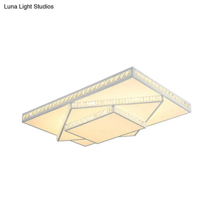 Lámpara de techo cuadrada empotrada de metal de 3 niveles DecorBites™ con LED contemporáneo - Blanca/3rd Gear