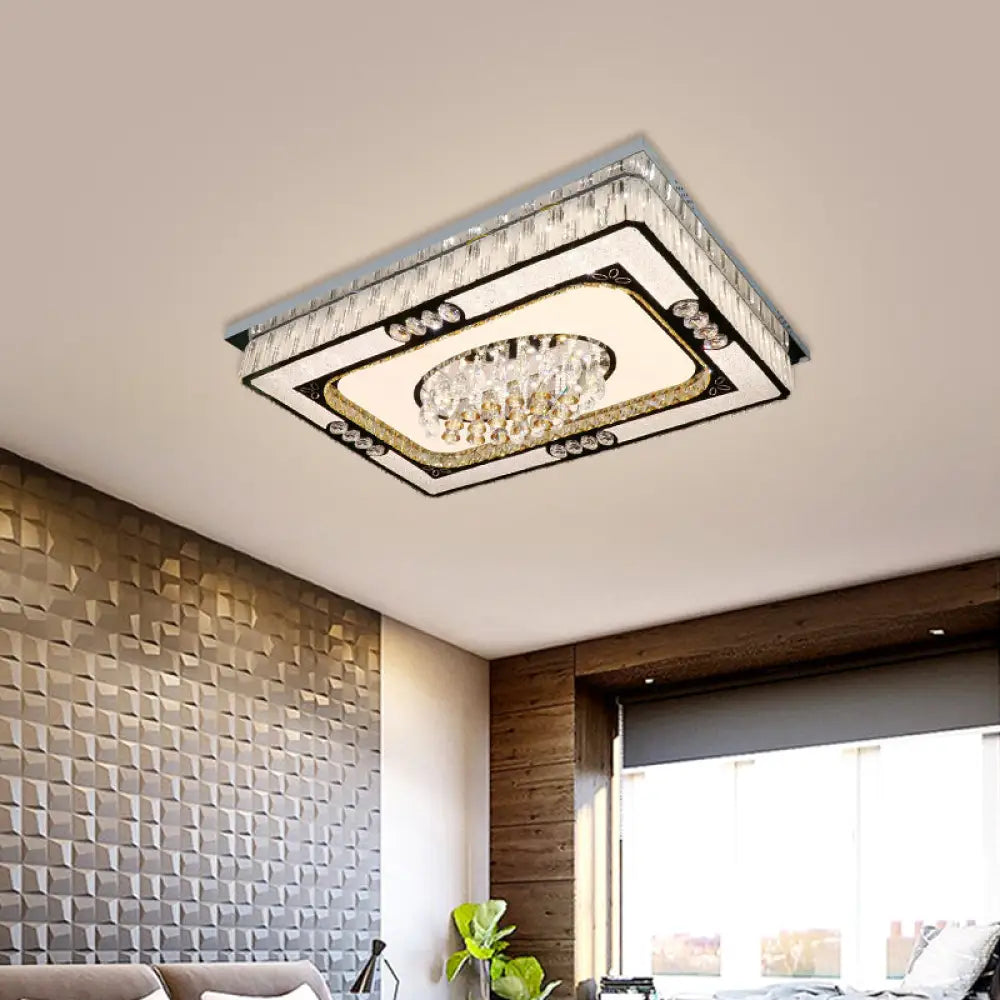 DecorBites™ DecorBites™ Contemporary LED Nickel Flush Ceiling Mount with Clear Crystal Blocks - Ideal for Great Rooms