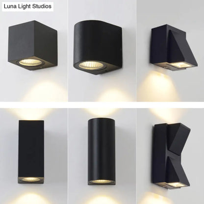 DecorBites™ Contemporary LED Outdoor Wall Mount Sconce Light with Metal Shade - Black Triangle/Cylinder/Rectangle