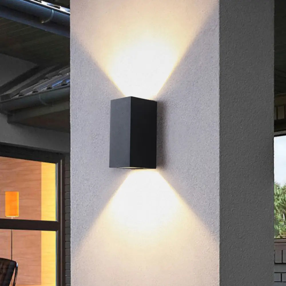 DecorBites™ Contemporary LED Outdoor Wall Mount Sconce Light with Metal Shade - Black Triangle/Cylinder/Rectangle