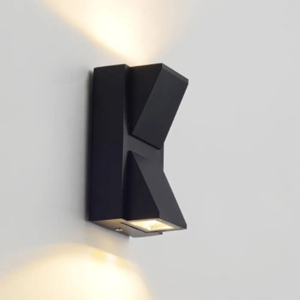 DecorBites™ Contemporary LED Outdoor Wall Mount Sconce Light with Metal Shade - Black Triangle/Cylinder/Rectangle