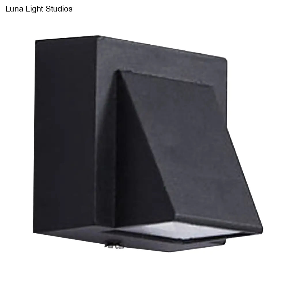 DecorBites™ Contemporary LED Outdoor Wall Mount Sconce Light with Metal Shade - Black Triangle/Cylinder/Rectangle