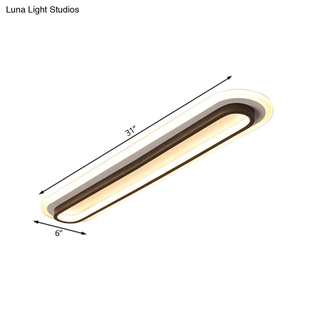 DecorBites™ DecorBites™ Contemporary LED Oval Ceiling Light with White/Warm Acrylic Diffuser - 19"/23"/31" Wide