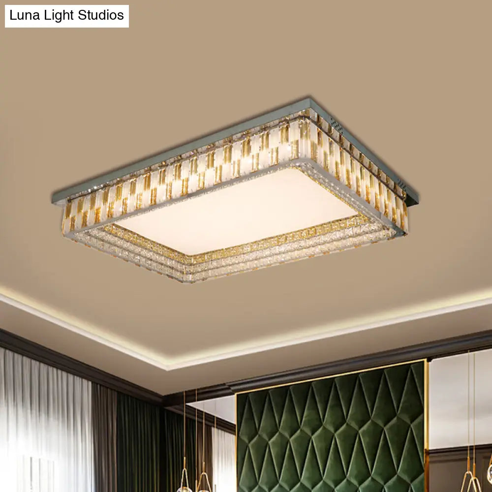 DecorBites™ DecorBites™ Contemporary LED Parlor Flush Mount Lamp with Rectangular Clear Crystal Blocks