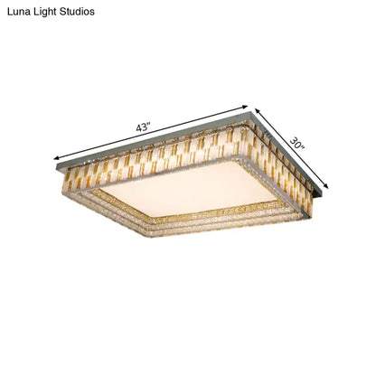 DecorBites™ DecorBites™ Contemporary LED Parlor Flush Mount Lamp with Rectangular Clear Crystal Blocks