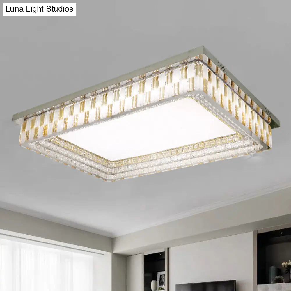 DecorBites™ DecorBites™ Contemporary LED Parlor Flush Mount Lamp with Rectangular Clear Crystal Blocks