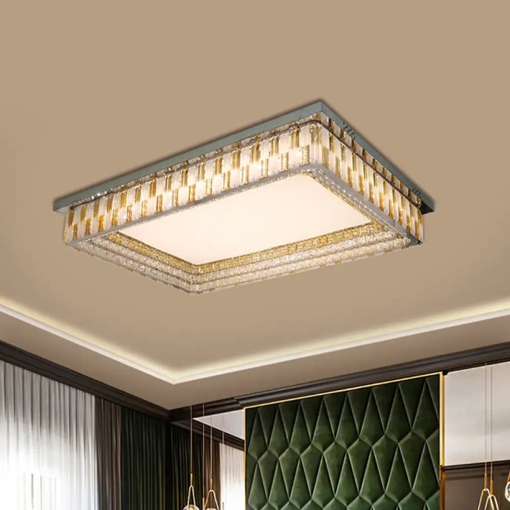 DecorBites™ DecorBites™ Contemporary LED Parlor Flush Mount Lamp with Rectangular Clear Crystal Blocks