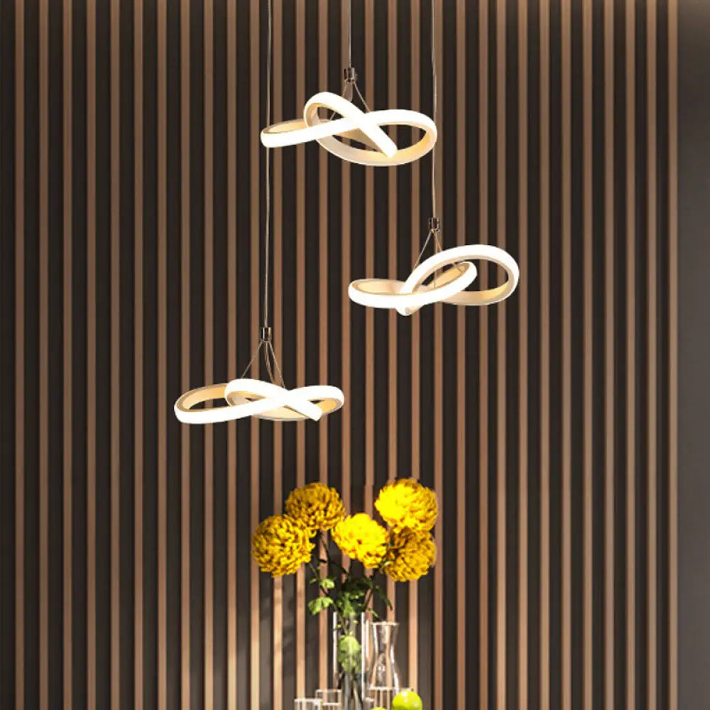 Contemporary LED Pendant Chandelier: Seamless Metal Suspension Light in Warm/White