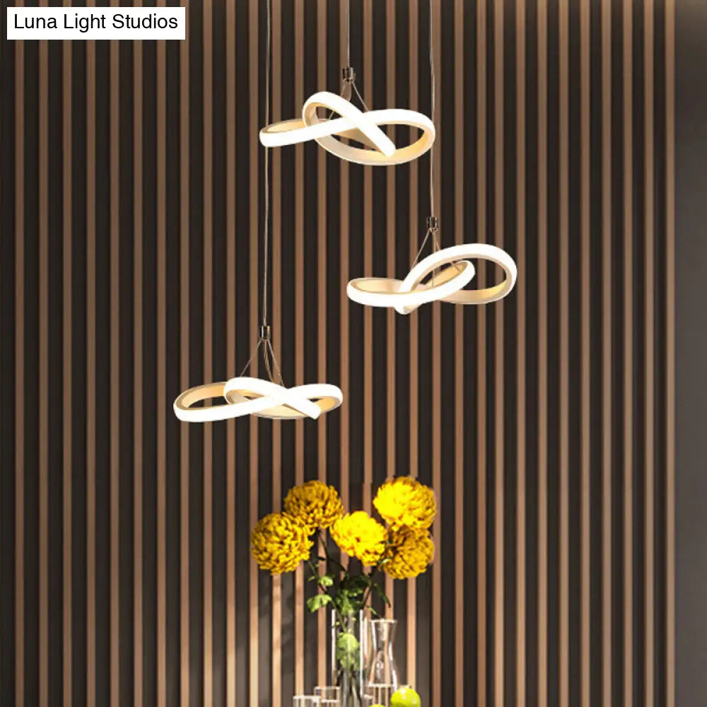 Contemporary LED Pendant Chandelier: Seamless Metal Suspension Light in Warm/White