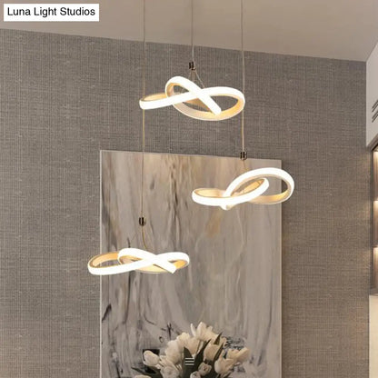 Contemporary LED Pendant Chandelier: Seamless Metal Suspension Light in Warm/White