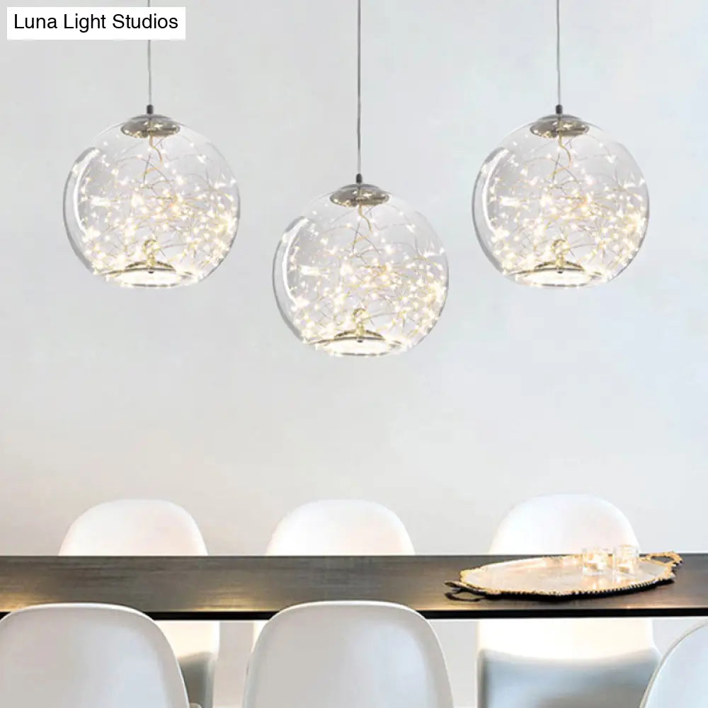 Contemporary LED Pendant Light with Amber/Smoke Grey Glass Globe/Cylinder/Oval - Ideal for Living Room