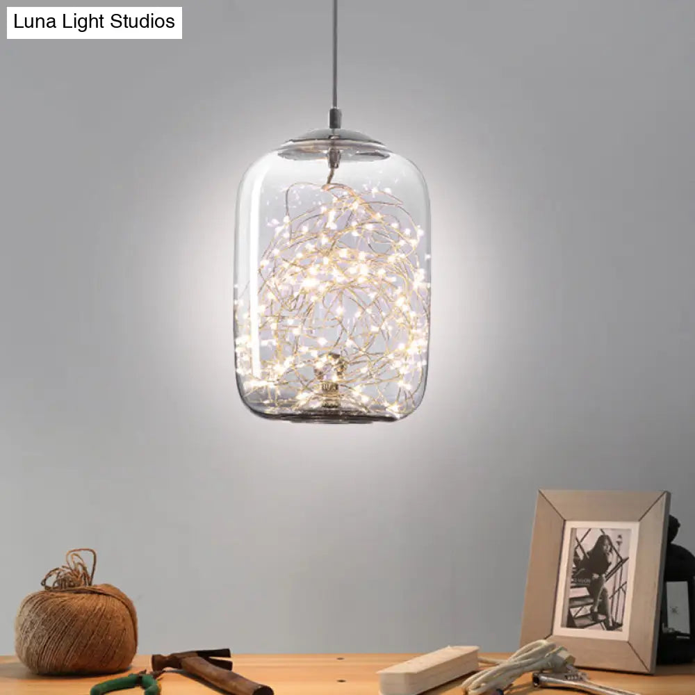 Contemporary LED Pendant Light with Amber/Smoke Grey Glass Globe/Cylinder/Oval - Ideal for Living Room