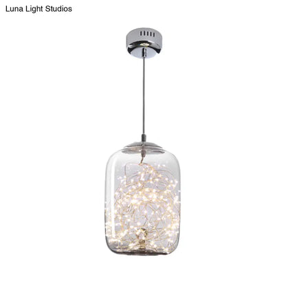 Contemporary LED Pendant Light with Amber/Smoke Grey Glass Globe/Cylinder/Oval - Ideal for Living Room