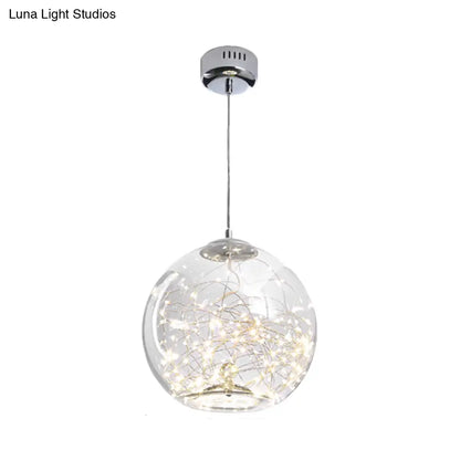 Contemporary LED Pendant Light with Amber/Smoke Grey Glass Globe/Cylinder/Oval - Ideal for Living Room