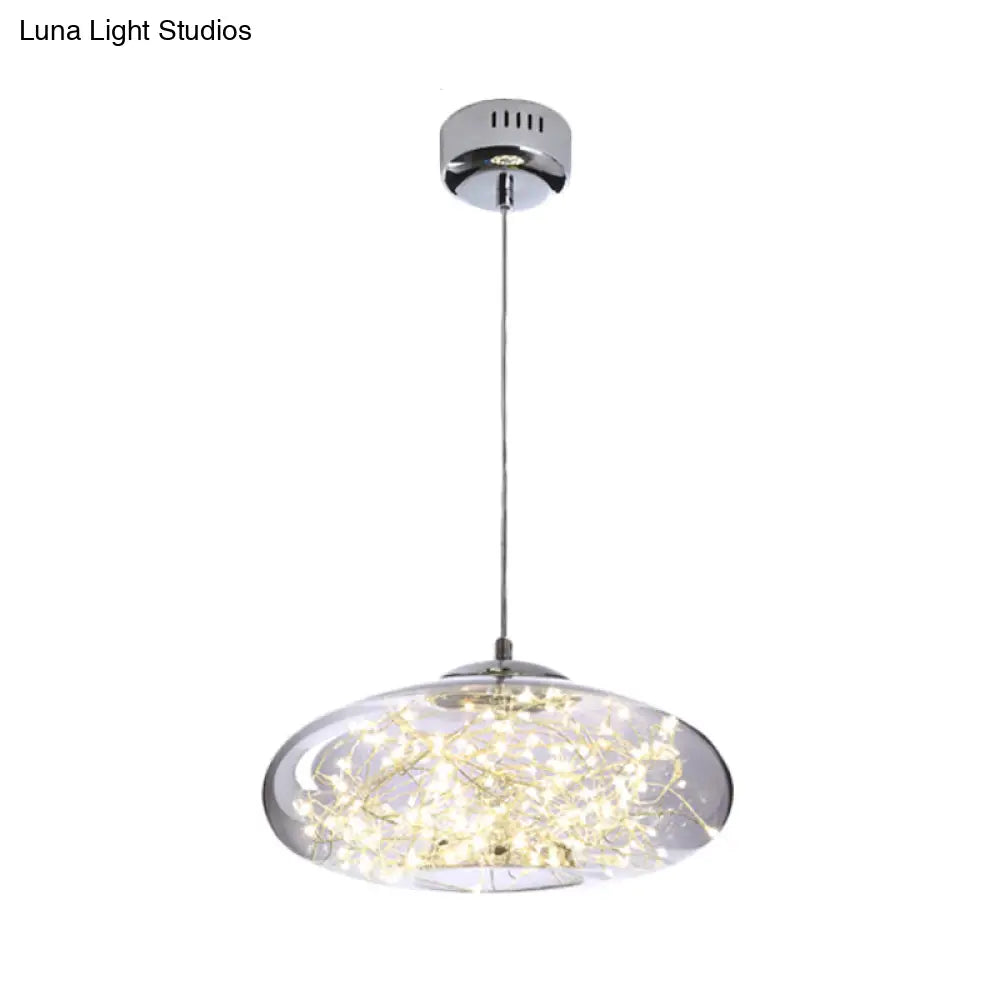 Contemporary LED Pendant Light with Amber/Smoke Grey Glass Globe/Cylinder/Oval - Ideal for Living Room