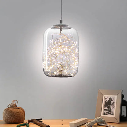 Contemporary LED Pendant Light with Amber/Smoke Grey Glass Globe/Cylinder/Oval - Ideal for Living Room