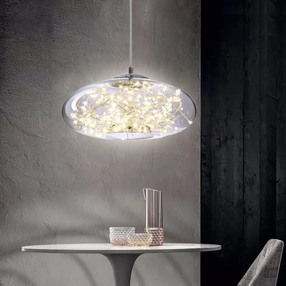 Contemporary LED Pendant Light with Amber/Smoke Grey Glass Globe/Cylinder/Oval - Ideal for Living Room