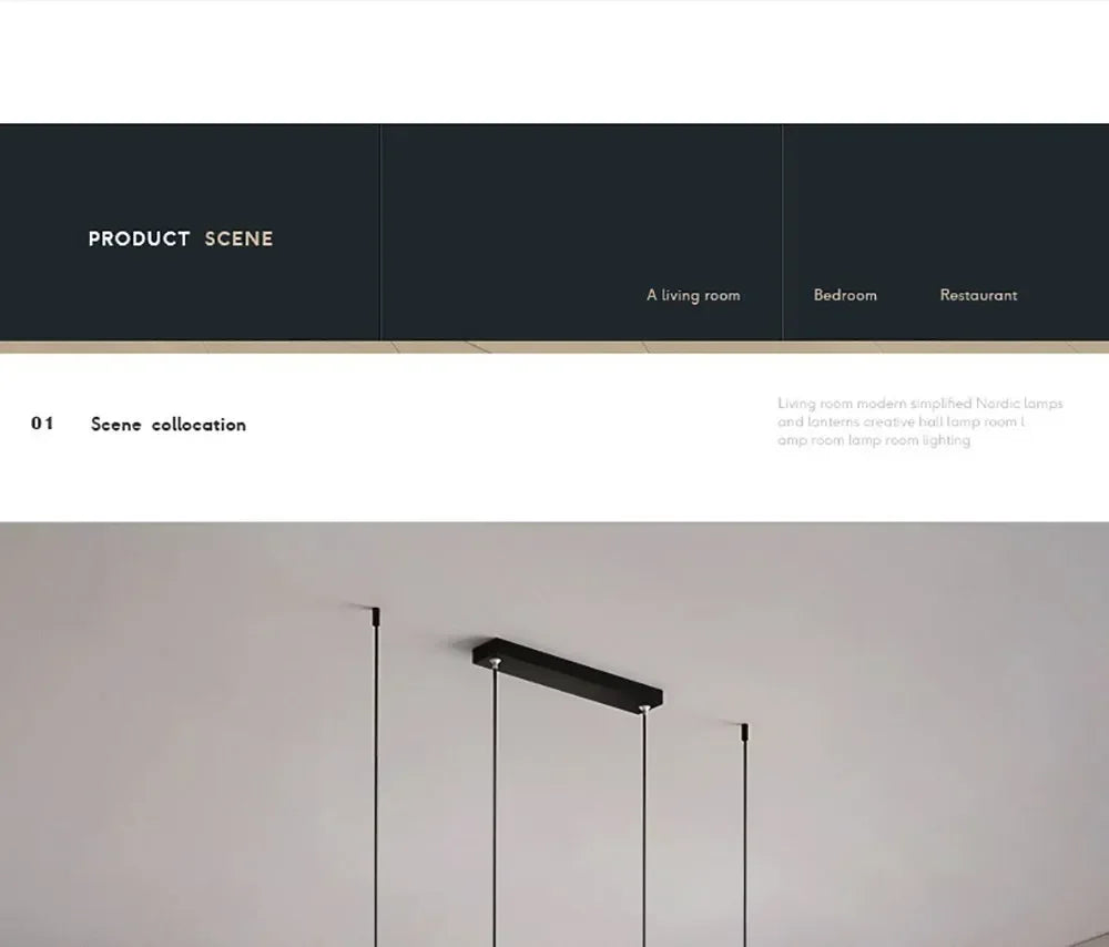 Contemporary LED Pendant Lights 2-Head 90cm