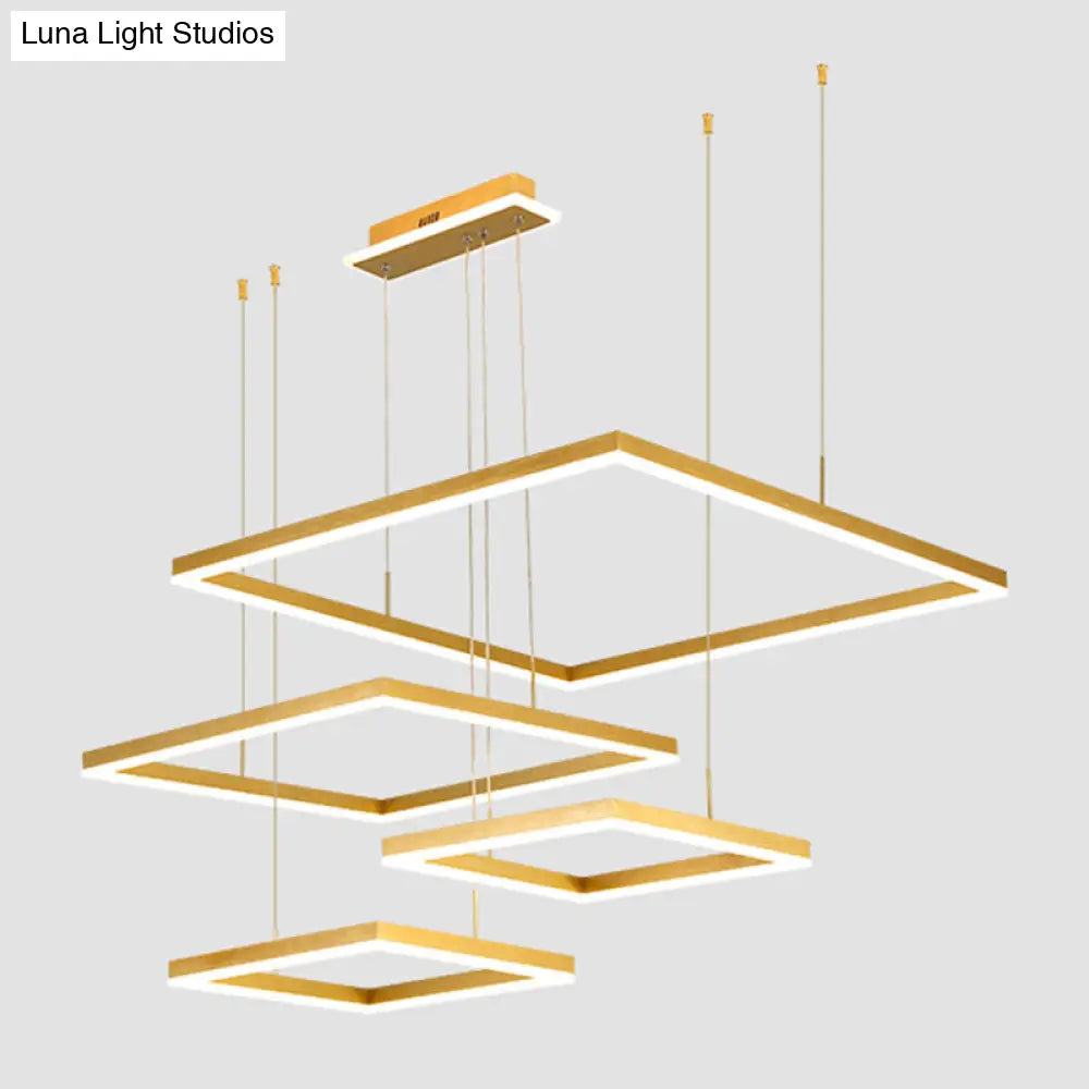 Contemporary LED Rhombus Chandelier Pendant Light with Acrylic Layers for Living Room