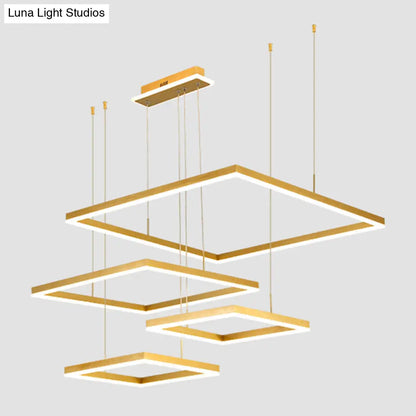 Contemporary LED Rhombus Chandelier Pendant Light with Acrylic Layers for Living Room