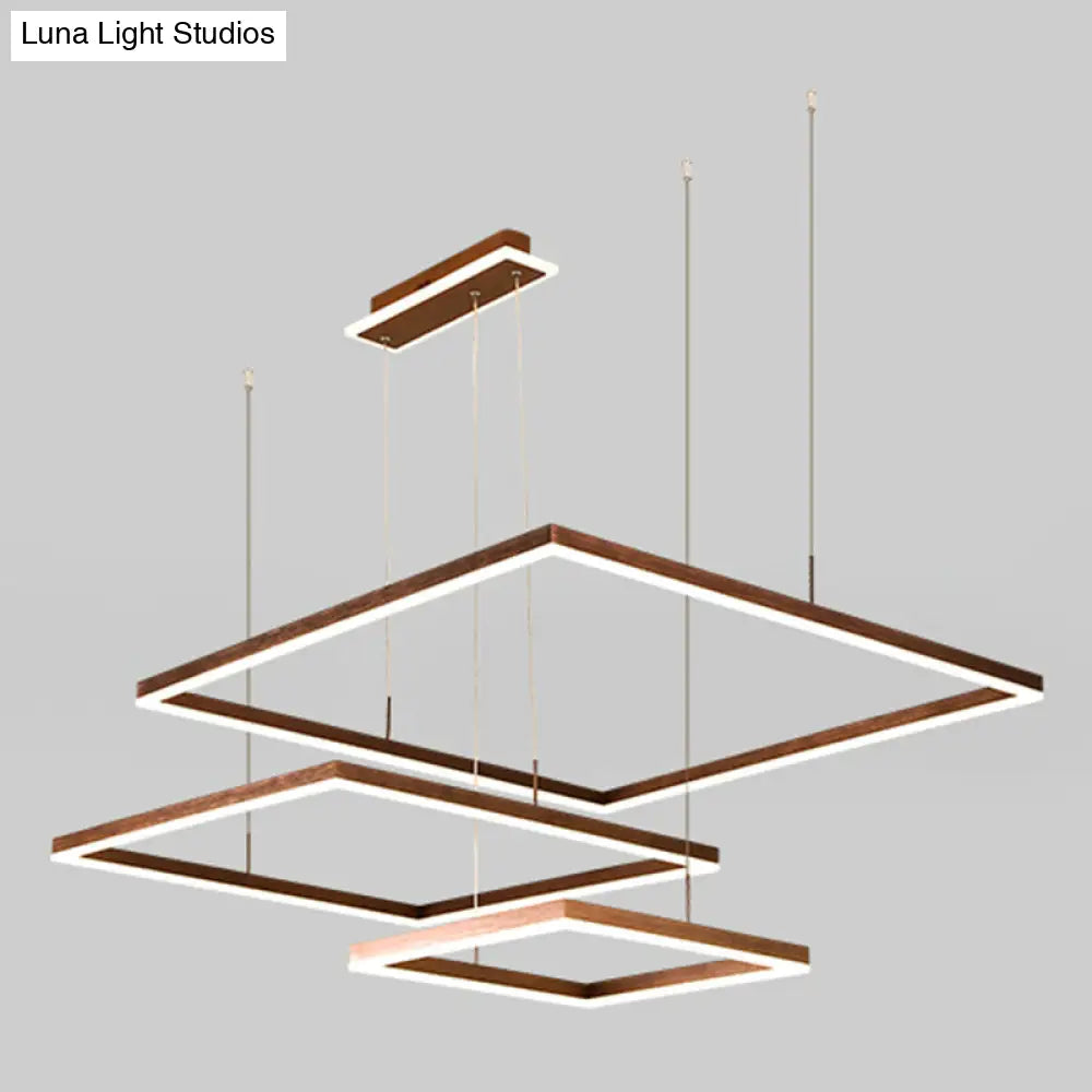 Contemporary LED Rhombus Chandelier Pendant Light with Acrylic Layers for Living Room