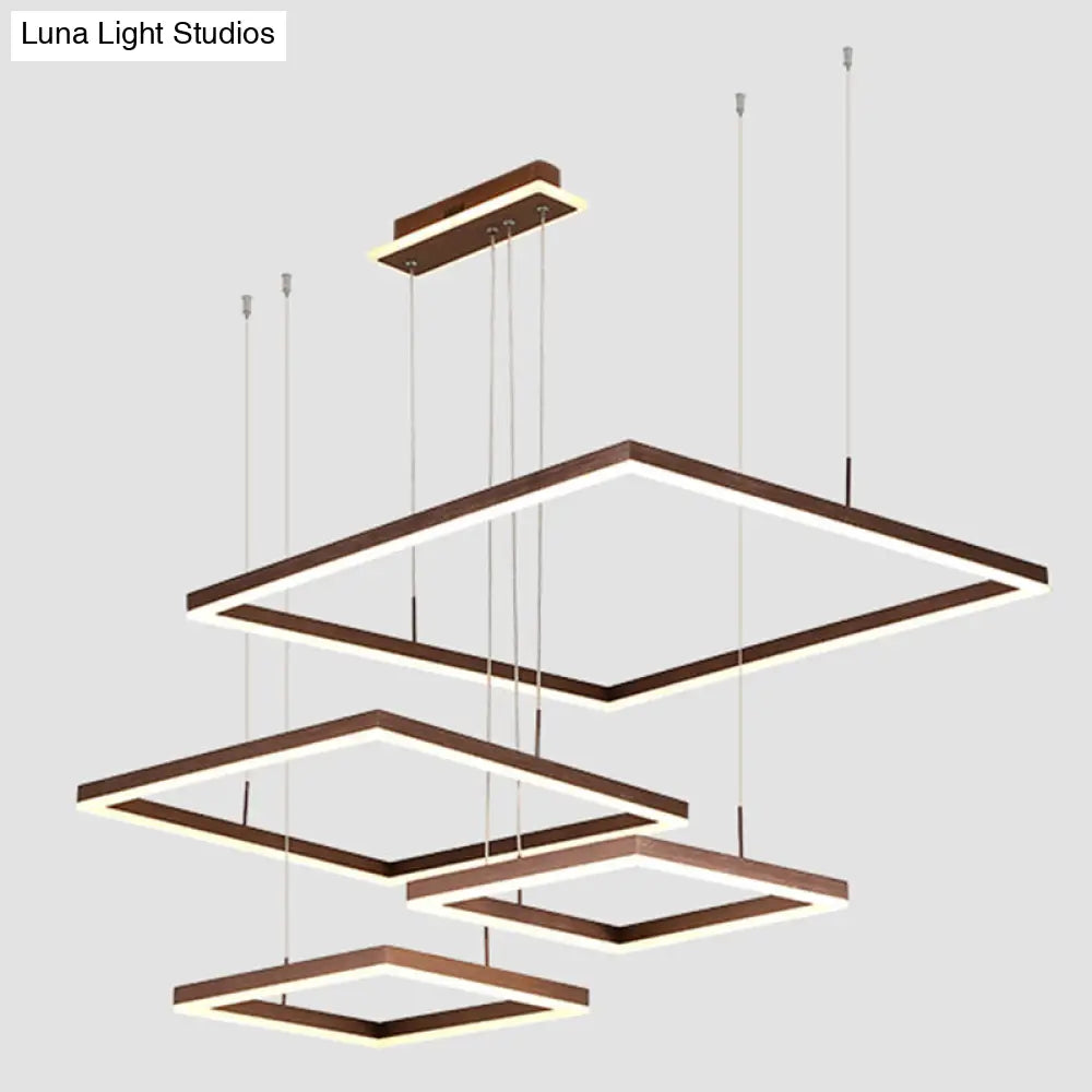 Contemporary LED Rhombus Chandelier Pendant Light with Acrylic Layers for Living Room