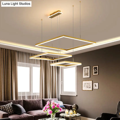 Contemporary LED Rhombus Chandelier Pendant Light with Acrylic Layers for Living Room