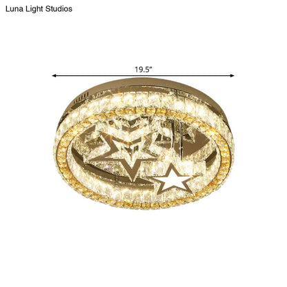 DecorBites™ DecorBites™ Contemporary LED Semi Flush Ceiling Lamp in Stainless-Steel with Clear Faceted Crystal Blocks and Star Design