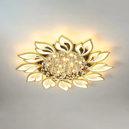 DecorBites™ DecorBites™ Contemporary LED Semi Flush Mount Ceiling Light with Crystal Ball - Gold Finish