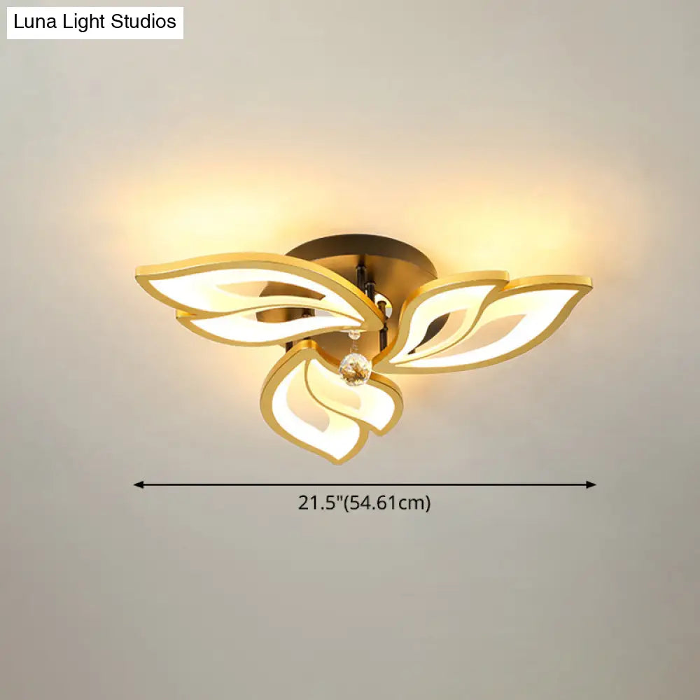 DecorBites™ DecorBites™ Contemporary LED Semi Flush Mount Ceiling Light with Crystal Ball - Gold Finish