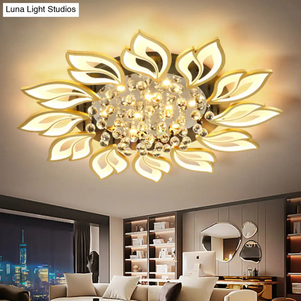 DecorBites™ DecorBites™ Contemporary LED Semi Flush Mount Ceiling Light with Crystal Ball - Gold Finish