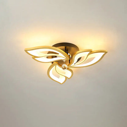 DecorBites™ DecorBites™ Contemporary LED Semi Flush Mount Ceiling Light with Crystal Ball - Gold Finish