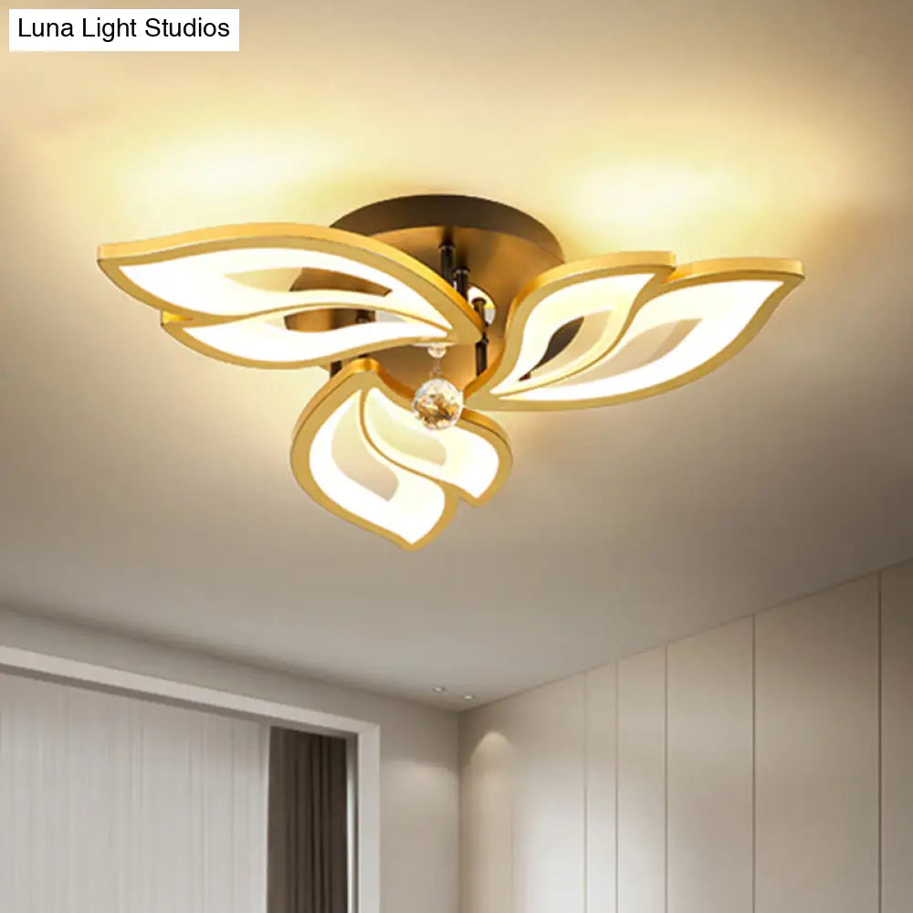 DecorBites™ DecorBites™ Contemporary LED Semi Flush Mount Ceiling Light with Crystal Ball - Gold Finish