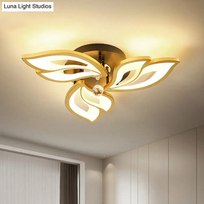 DecorBites™ DecorBites™ Contemporary LED Semi Flush Mount Ceiling Light with Crystal Ball - Gold Finish