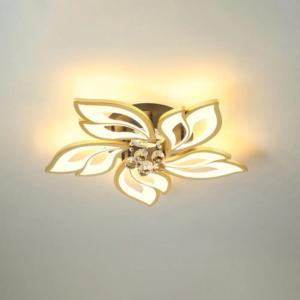 DecorBites™ DecorBites™ Contemporary LED Semi Flush Mount Ceiling Light with Crystal Ball - Gold Finish