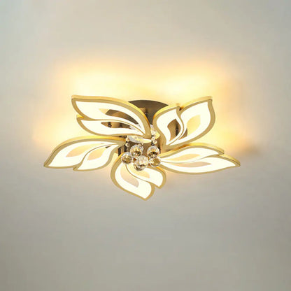 DecorBites™ DecorBites™ Contemporary LED Semi Flush Mount Ceiling Light with Crystal Ball - Gold Finish