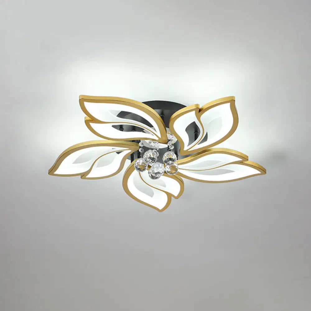DecorBites™ DecorBites™ Contemporary LED Semi Flush Mount Ceiling Light with Crystal Ball - Gold Finish