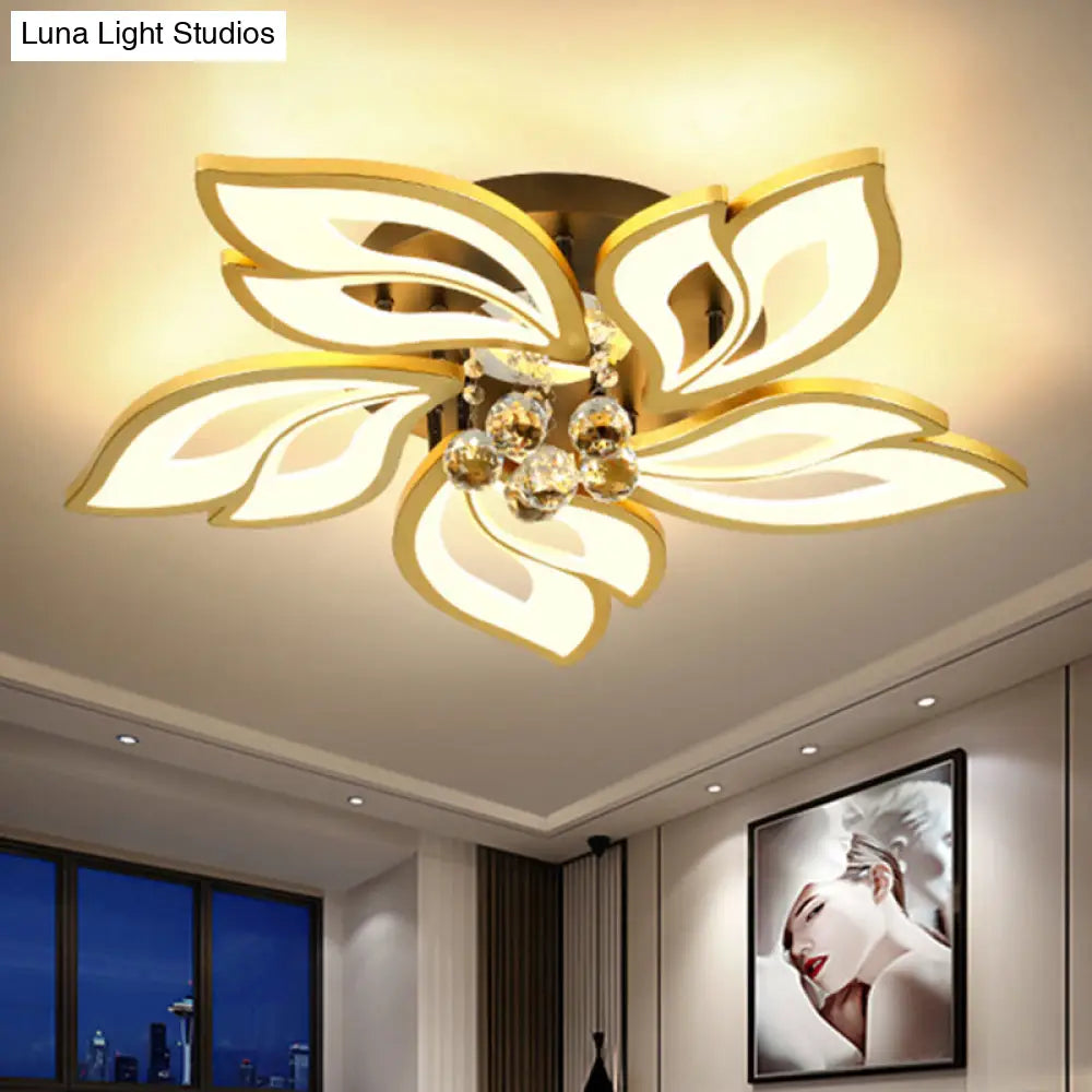 DecorBites™ DecorBites™ Contemporary LED Semi Flush Mount Ceiling Light with Crystal Ball - Gold Finish