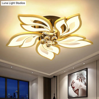DecorBites™ DecorBites™ Contemporary LED Semi Flush Mount Ceiling Light with Crystal Ball - Gold Finish
