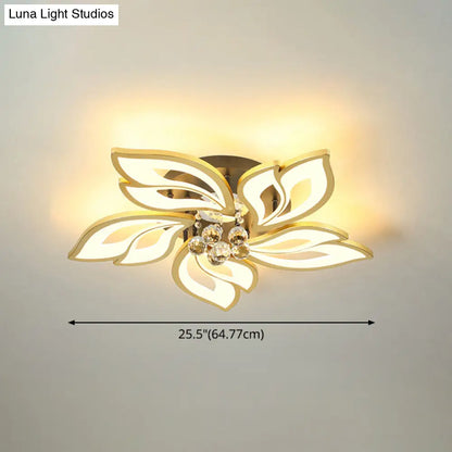 DecorBites™ DecorBites™ Contemporary LED Semi Flush Mount Ceiling Light with Crystal Ball - Gold Finish
