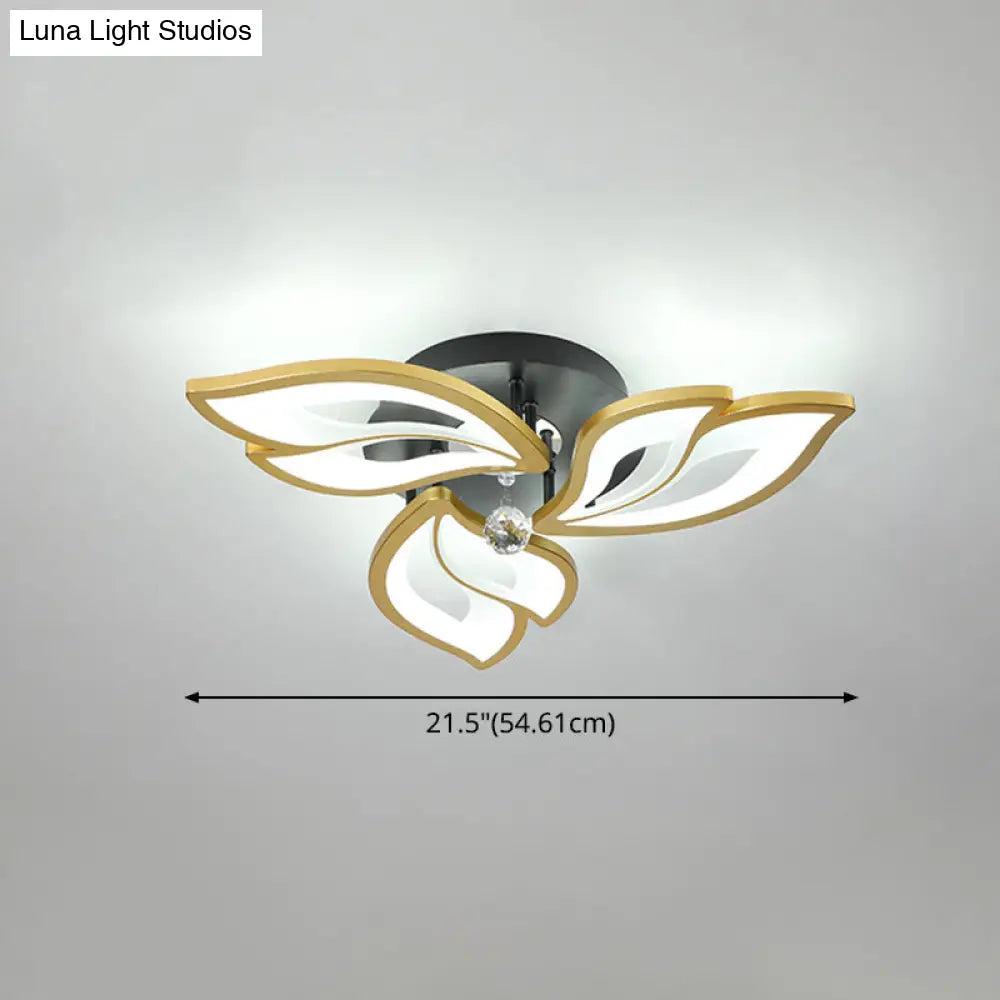 DecorBites™ DecorBites™ Contemporary LED Semi Flush Mount Ceiling Light with Crystal Ball - Gold Finish