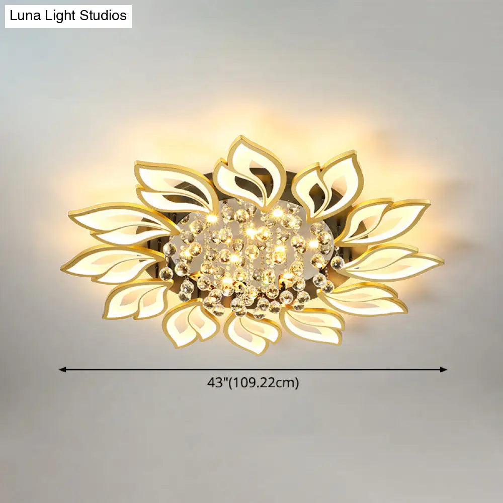 DecorBites™ DecorBites™ Contemporary LED Semi Flush Mount Ceiling Light with Crystal Ball - Gold Finish