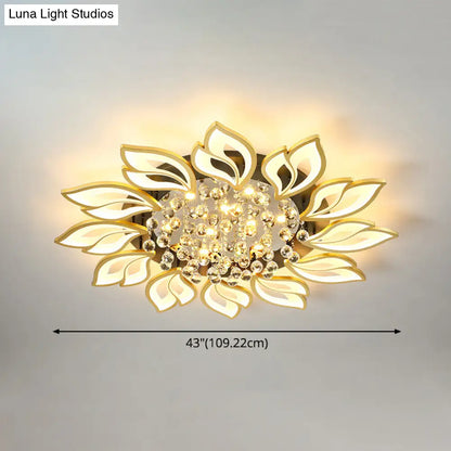 DecorBites™ DecorBites™ Contemporary LED Semi Flush Mount Ceiling Light with Crystal Ball - Gold Finish