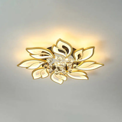 DecorBites™ DecorBites™ Contemporary LED Semi Flush Mount Ceiling Light with Crystal Ball - Gold Finish