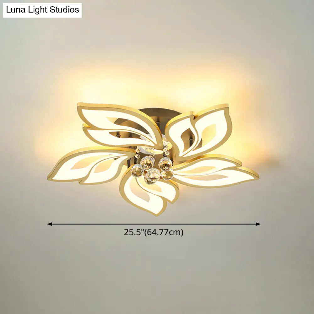 DecorBites™ DecorBites™ Contemporary LED Semi Flush Mount Ceiling Light with Crystal Ball - Gold Finish