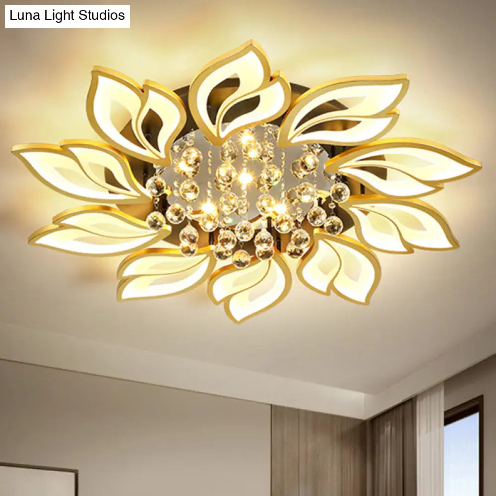 DecorBites™ DecorBites™ Contemporary LED Semi Flush Mount Ceiling Light with Crystal Ball - Gold Finish